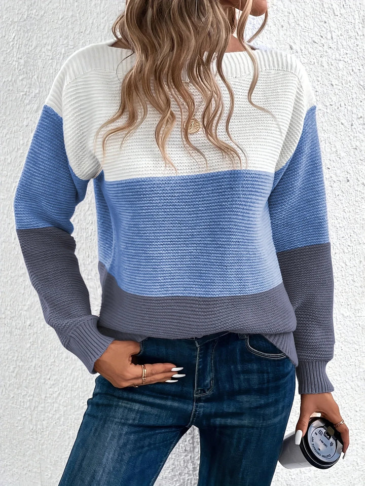 Le Clair™ | Élégant pull-over patchwork tricolore